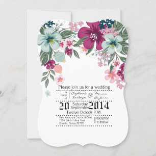 5x7 bruiloft uitnodiging Tropische bloemen op wit