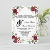 5x7 bruiloft uitnodiging wit rozen goud geometrisc (Staand voorkant)