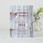 5x7 bruiloft uitnodiging wit wassen hout schuur de (Staand voorkant)