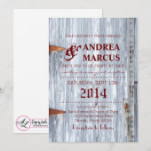 5x7 bruiloft uitnodiging wit wassen hout schuur de (Voorkant / Achterkant)