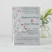 5x7 bruiloft uitnodiging witte Holly Berry Tree Wi (Staand voorkant)