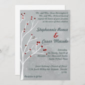 5x7 bruiloft uitnodiging witte Holly Berry Tree Wi (Voorkant / Achterkant)