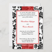 5x7 bruiloft uitnodiging zwart bloeien rode streep (Voorkant)