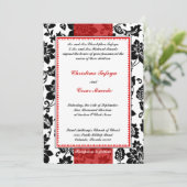 5x7 bruiloft uitnodiging zwart bloeien rode streep (Staand voorkant)