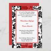 5x7 bruiloft uitnodiging zwart bloeien rode streep (Voorkant / Achterkant)