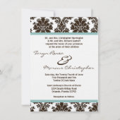 5x7 Bruin Damask Lace Linen Wedding Invite Kaart (Voorkant)
