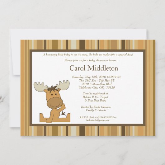 5x7 Bruin Woodland Moose Baby shower Invitation Kaart (Voorkant)