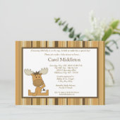 5x7 Bruin Woodland Moose Baby shower Invitation Kaart (Staand voorkant)