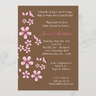 5x7 Bruine Cherry Blossom Baby shower Uitnodiging