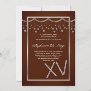5x7 Bruine Diamant Quinceanera Verjaardag Uitnodig Kaart