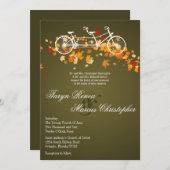 5x7 bruine Herfst Double Bike Wedding Invitation Kaart (Voorkant / Achterkant)