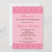 5x7 Bubblegum Damask Sweet 16 Verjaardag Uitnodigi Kaart (Voorkant)