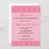 5x7 Bubblegum Damask Sweet 16 Verjaardag Uitnodigi Kaart (Voorkant / Achterkant)