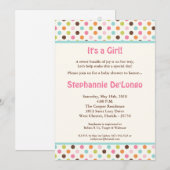 5x7 Bubblegum Polka Dot Pok Baby shower Uitnodigin Kaart (Voorkant / Achterkant)