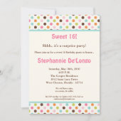 5x7 Bubblegum PolkaDot Sweet16 Verjaardag Uitnodig Kaart (Voorkant)