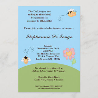 5x7 Bumble Bee Spring Insec Baby shower Uitnodigin Kaart