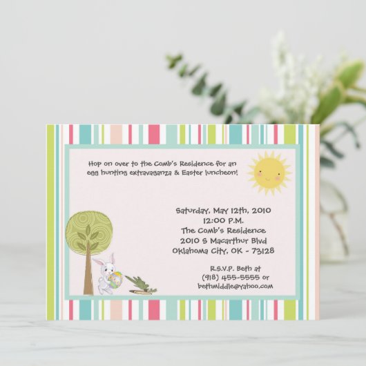 5x7 Bunny Rabbit Egg Hunt Easter Lunch Invitation Kaart (Staand voorkant)