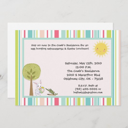 5x7 Bunny Rabbit Egg Hunt Easter Lunch Invitation Kaart (Voorkant / Achterkant)