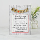 5x7 Burlap Mr. en Mrs. Banner bruiloft uitnodiging (Staand voorkant)