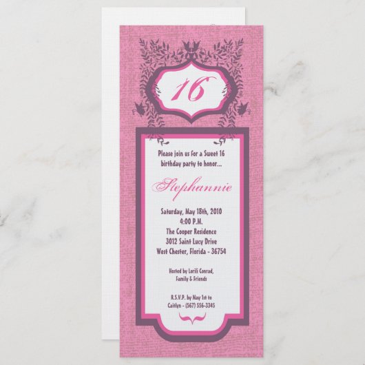 5x7 Butterfly Floral Sweet 16 Verjaardag Uitnodigi Kaart (Voorkant / Achterkant)