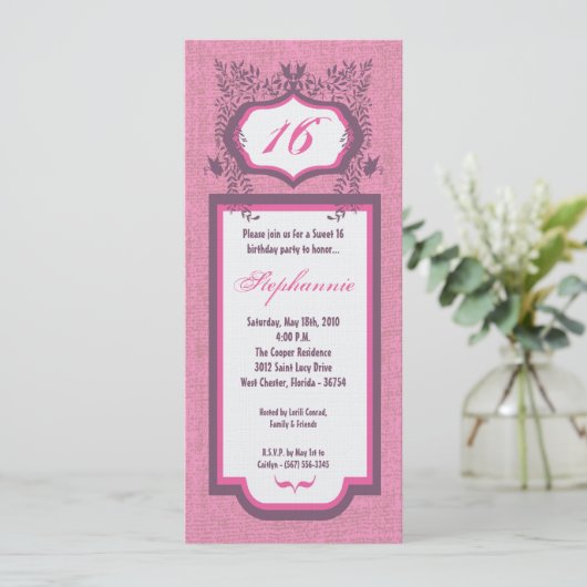 5x7 Butterfly Floral Sweet 16 Verjaardag Uitnodigi Kaart (Staand voorkant)