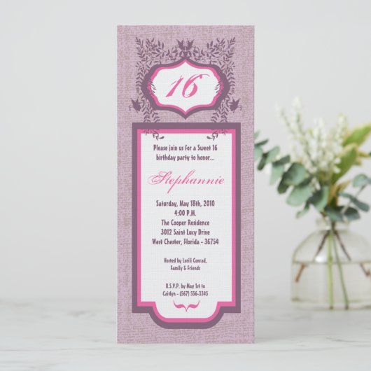 5x7 Butterfly Floral Sweet 16 Verjaardag Uitnodigi Kaart (Staand voorkant)