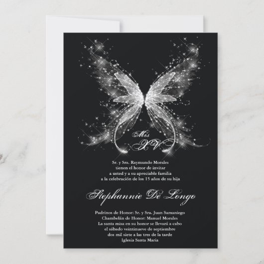 5x7 Butterfly Quinceanera Birthday Uitnodiging (Voorkant)