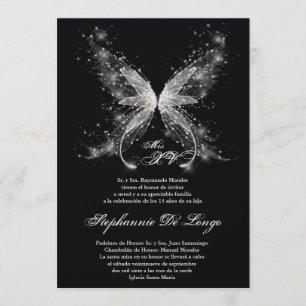 5x7 Butterfly Quinceanera Birthday Uitnodiging
