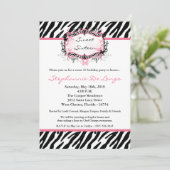 5x7 Butterfly Zebra Print Birthday Part Invitation Kaart (Staand voorkant)