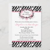 5x7 Butterfly Zebra Print Birthday Part Invitation Kaart (Voorkant)