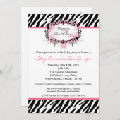 5x7 Butterfly Zebra Print Birthday Part Invitation Kaart (Voorkant / Achterkant)