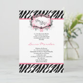 5x7 Butterfly Zebra Print Quinceanera Invitation Kaart (Staand voorkant)