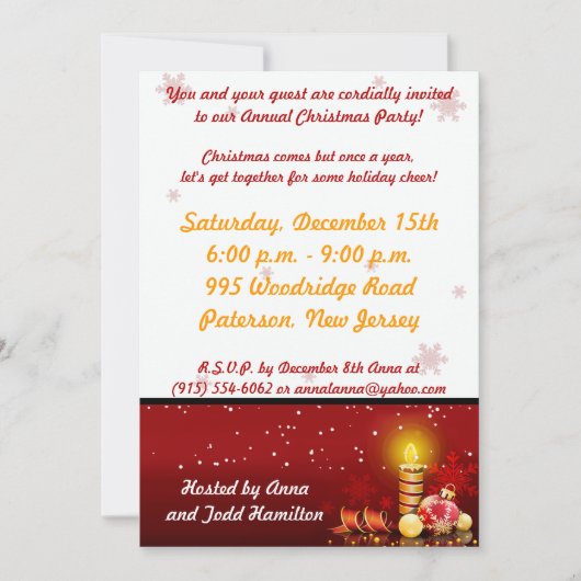 5x7 Candle Night Kerstfeest uitnodiging (Voorkant)