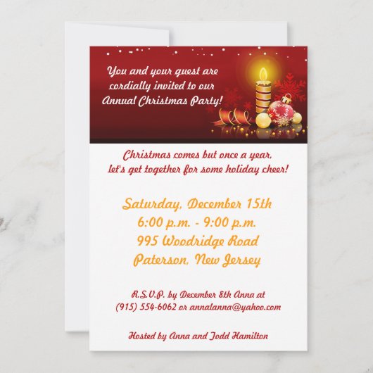5x7 Candle Night Kerstfeest uitnodiging (Voorkant)
