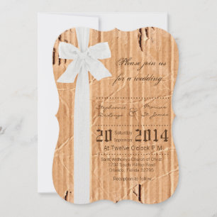 5x7 Cardboard Flap White Ribbon Weduwen Uitnodigin Kaart