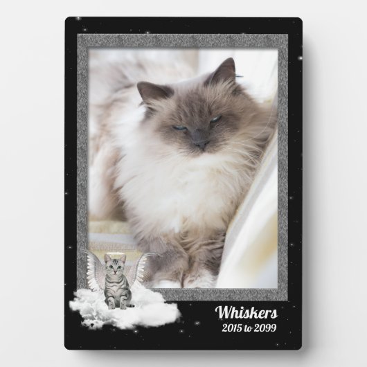5x7 Cat Pet Memorial Silver Tabblad Foto Fotoplaat (voorkant)