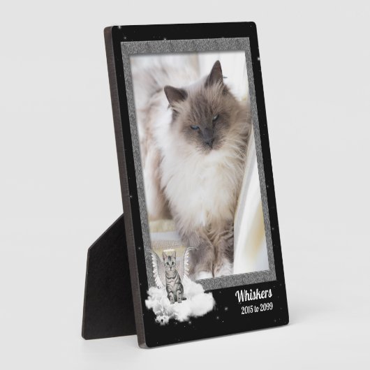 5x7 Cat Pet Memorial Silver Tabblad Foto Fotoplaat (Zijkant)
