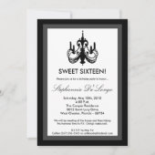 5x7 Chandelier Black White 16 Birthday Invitation Kaart (Voorkant)
