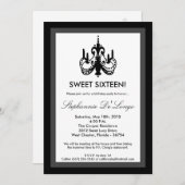 5x7 Chandelier Black White 16 Birthday Invitation Kaart (Voorkant / Achterkant)