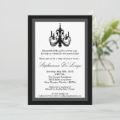 5x7 Chandelier Black White Baby shower Invitation Kaart (Staand voorkant)