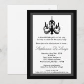 5x7 Chandelier Black White Baby shower Invitation Kaart (Voorkant / Achterkant)