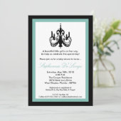 5x7 Chandelier Blue Baby shower Invitation Kaart (Staand voorkant)