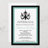 5x7 Chandelier Blue Baby shower Invitation Kaart (Voorkant / Achterkant)