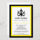 5x7 Chandelier Geel 16 Verjaardag Uitnodiging (Voorkant / Achterkant)