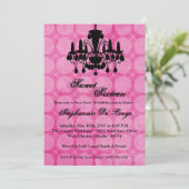 5x7 Chandelier Glitz Sweet 16 Birthday Invitation Kaart (Staand voorkant)