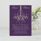 5x7 Chandelier Glitz Sweet 16 Birthday Invitation Kaart (Staand voorkant)