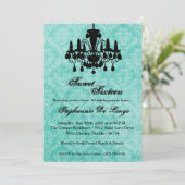 5x7 Chandelier Glitz Sweet 16 Birthday Invitation Kaart (Staand voorkant)
