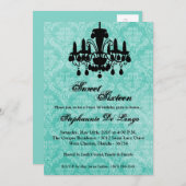 5x7 Chandelier Glitz Sweet 16 Birthday Invitation Kaart (Voorkant / Achterkant)