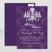 5x7 Chandelier Glitz Sweet 16 Birthday Invitation Kaart (Voorkant / Achterkant)