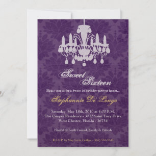 5x7 Chandelier Glitz Sweet 16 Birthday Invitation Kaart